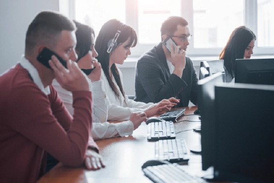 Office team on calls