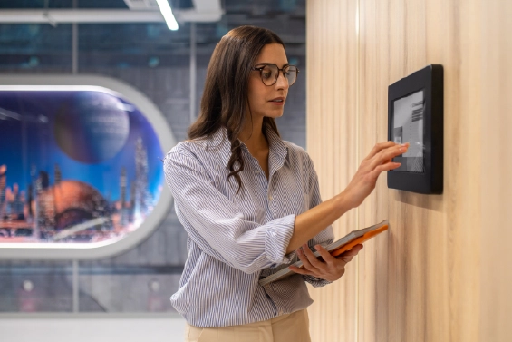 Woman marking attendance