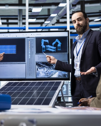 Engineer presenting solar technology