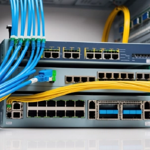 Network switches with blue cables